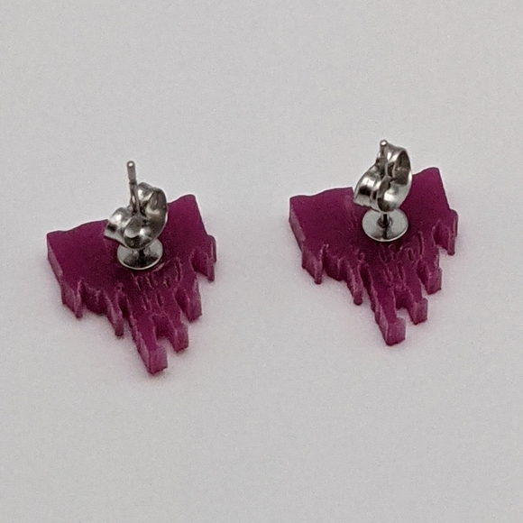 Disney princess castle pink glitter stud earrings - Picture 7 of 7